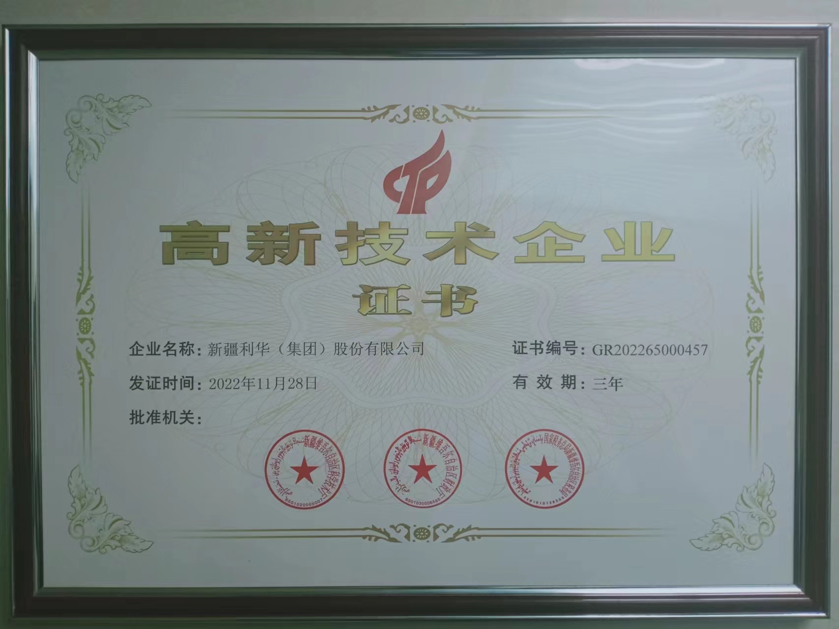 公司榮膺高新技術(shù)企業(yè)榮譽(yù)稱呼